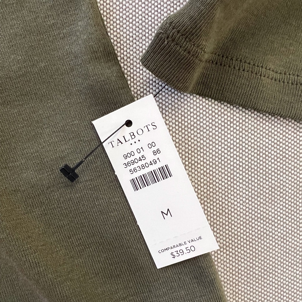 TALBOTS Cotton Long Sleeve Tee/ Olive Night - Picture 4 of 4